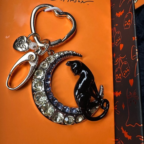 Betsey Johnson Cat Moon Bag Charm Keychain - Picture 5 of 7